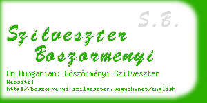 szilveszter boszormenyi business card